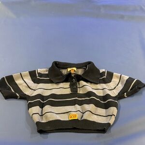 Stylish Black and Gray Striped Crop Top